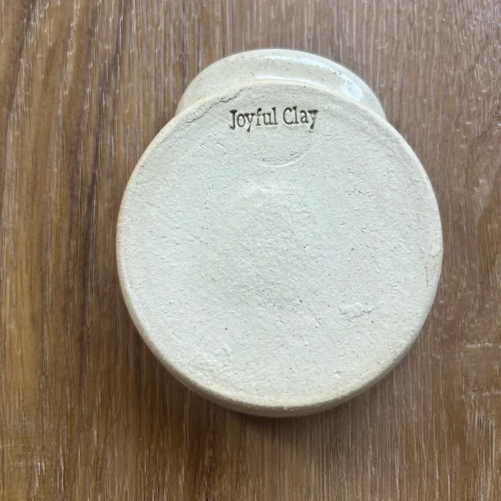 Joyful Clay Handmade Pottery Teaspoon Coffee Spoon Rest Rainbow Heart 🌈💜